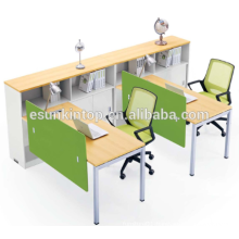 Two people workstation with bookshelf peach wood and warm white upholstery, Pro office furniture factory (JO-4049-2)